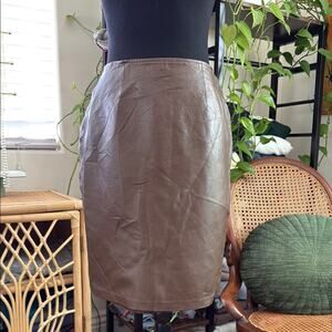 Vintage David Benjamin Chocolate Brown Leather Pencil Skirt